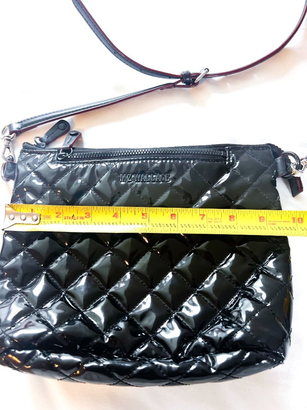 Mz wallace black lacquer crossbody metro scout leather strap - Picture 11 of 14